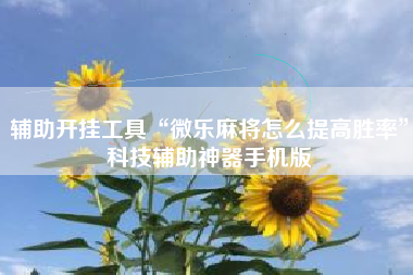 辅助开挂工具“微乐麻将怎么提高胜率	”科技辅助神器手机版